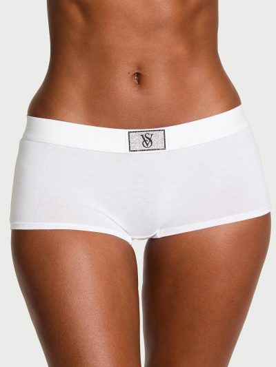 Victoria’s Secret šortukų tipo kelnaitės su logo – Baltos