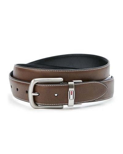 Reversinis vyriškas Tommy Hilfiger diržas rudos-juodos spalvos
